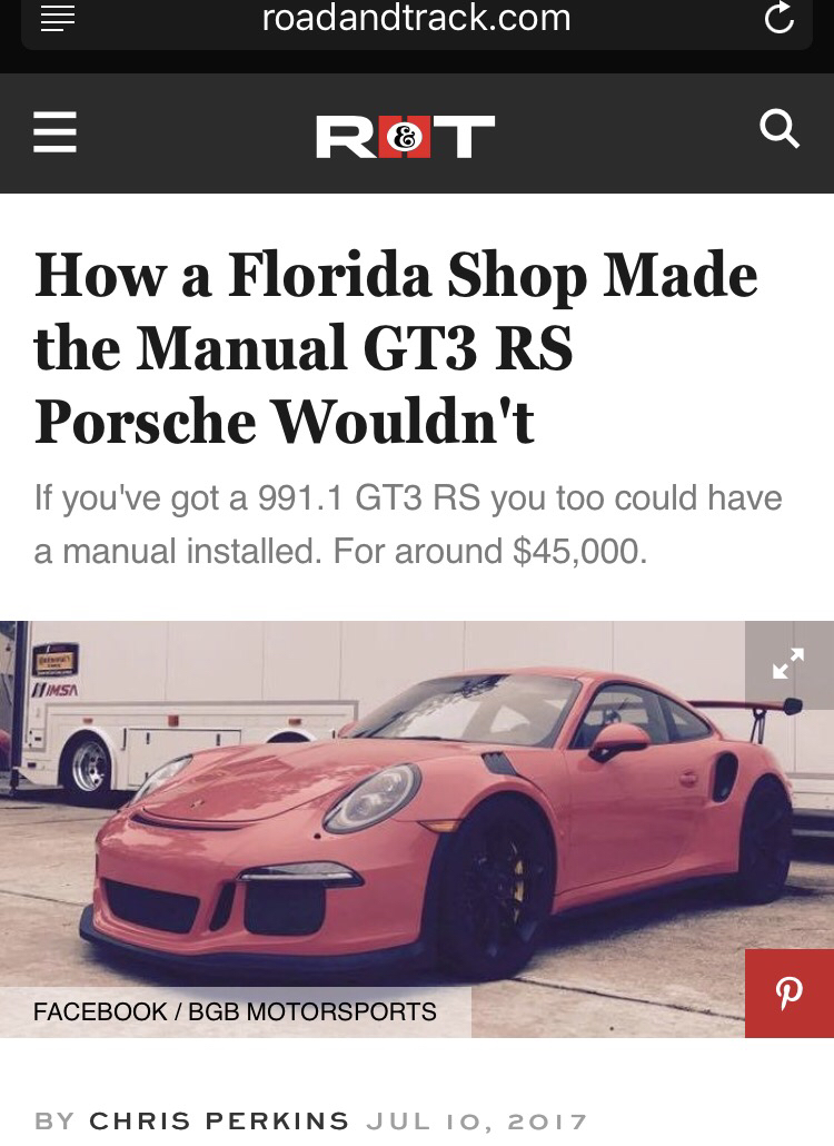 1 of 1 MANUAL 991 GT3RS. THE CAR PORSCHE DIDN'T BUILD, BUT I DID