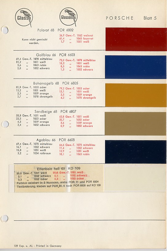 Porsche 944 Color Chart