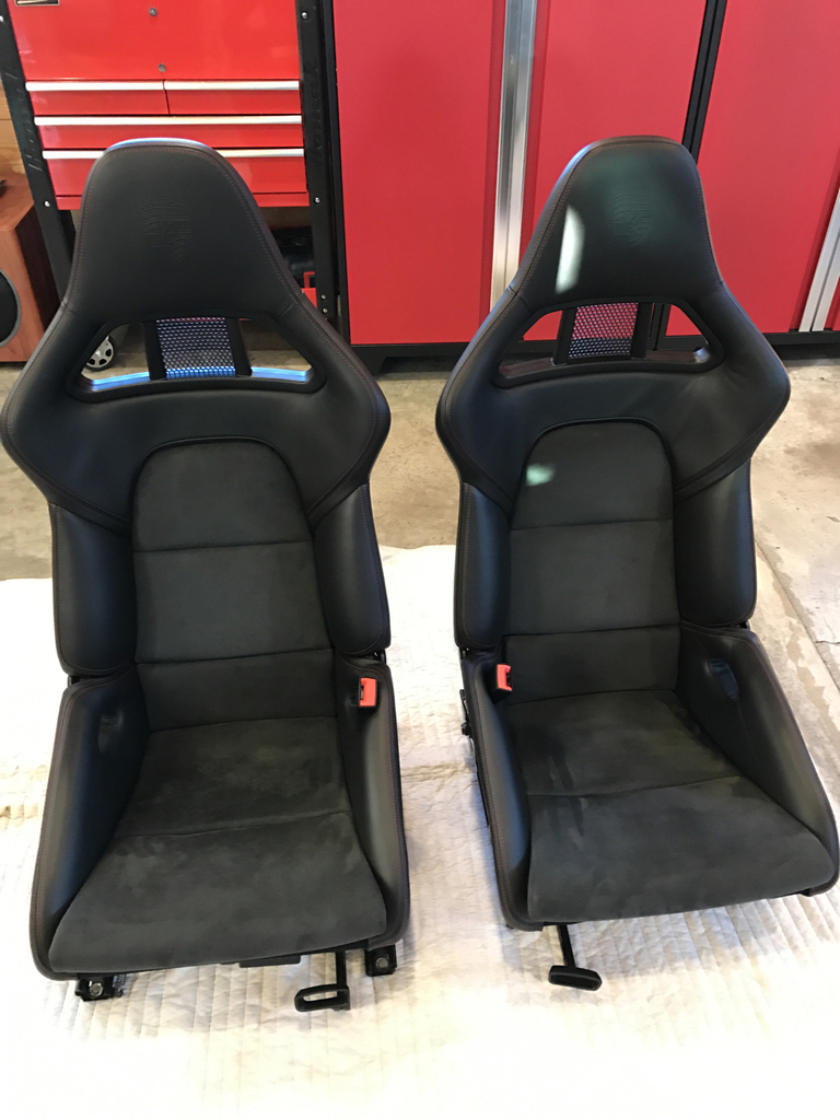 GT2 Carbon Bucket Seats - Rare red deviated stiching + alcantara ...