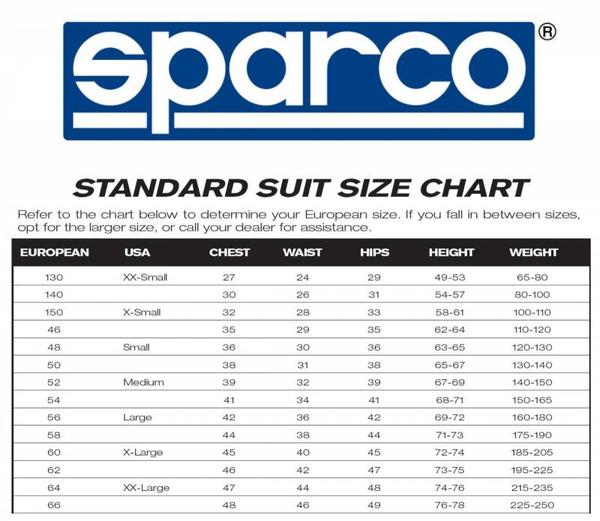 Sparco Suit Size Chart Uk