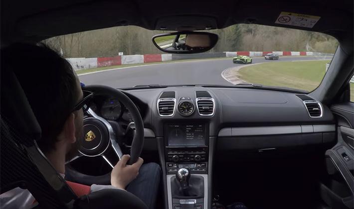 Cayman GT4 Plays Cat and Mouse With an Aventador SV