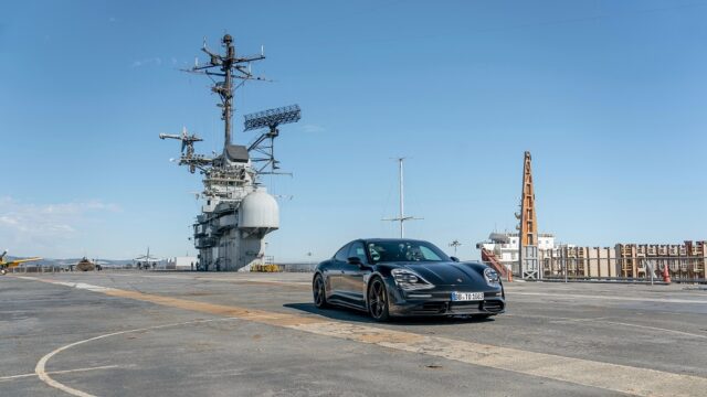 Porsche Taycan Showcases Impressive Speed on Aircraft Carrier Stunt