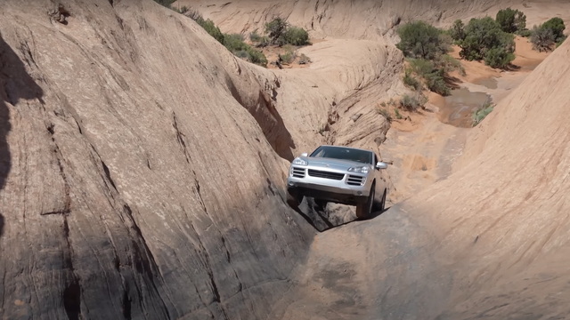 Stock Porsche Cayenne Tackles Moab With No Problem