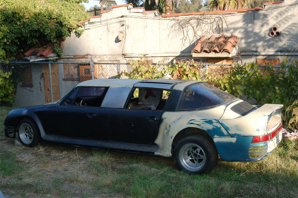 Rocky Aoki Porsche 911 Limo for sale on Facebook marketplace, side profile view of current state