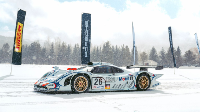 Le Man Winning Porsche 911 GT1 Takes Part in Ice Race in Aspen