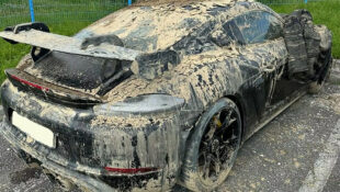 Cayman GT4 RS recovered from mud pit for restoration