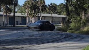 Chelsea DeNofa's Porsche 718 Cayman S drift car build smokes its tires.