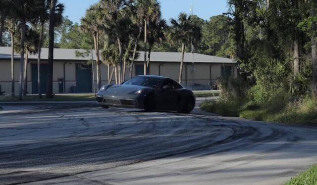 Chelsea DeNofa's Porsche 718 Cayman S drift car build smokes its tires.
