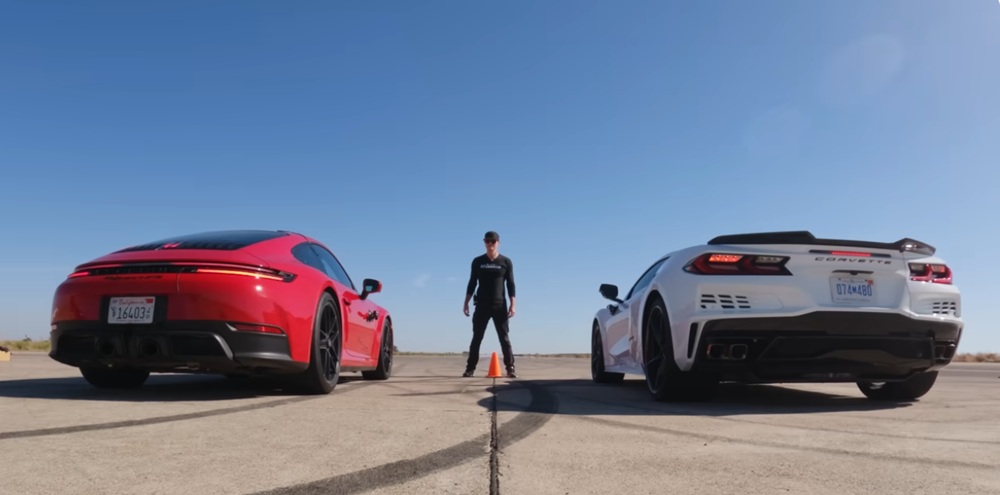 Hybrid Showdown: 911 Carrera 4 GTS & Corvette E-Ray Face Off in U-Drags Battle
